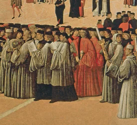 Procession på Markuspladsen, detalje af sangere, 1496 olie på lærred detalje af 59423